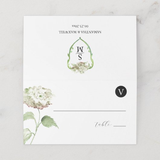 Wedding Monogram Hydrangea Escort Cards プレイスカード (外部開封)