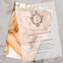 Wedding Monogram in Crest Black and White Elegant