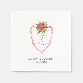 Wedding Monogram Napkins Poinsettia スタンダードカクテルナプキン