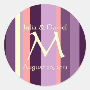 Wedding Monogram Pink Purple Envelope Seal Sticker ラウンドシール