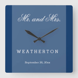 Wedding Namesシンプルなスタイルの氏および夫人はおよびAに日付を記入します スクエア壁時計