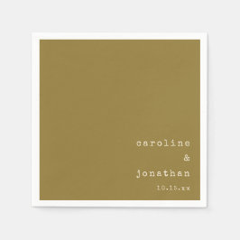 Wedding Names Ochre Typewriter Modern Custom スタンダードカクテルナプキン
