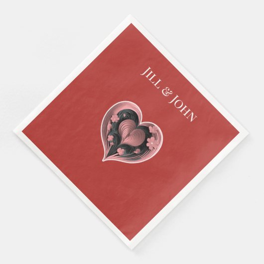 Wedding Napkin Heart Personalized Name  (コーナー)