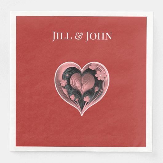 Wedding Napkin Heart Personalized Name  (正面)