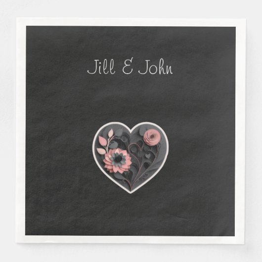 Wedding Napkin Heart Personalized Name (正面)
