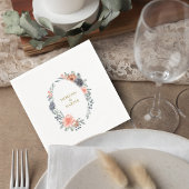 Wedding Napkin with Soft Peach & Blue Flowers スタンダードカクテルナプキン