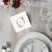 Wedding Napkin with Soft Peach & Blue Flowers スタンダードカクテルナプキン