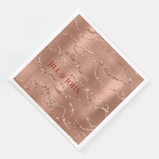 Wedding Napkins Rose Gold Abstract Agate  (コーナー)