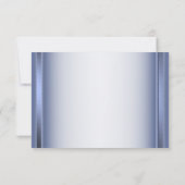 Wedding Navy Blue Floral Silver Gray Party 出欠カード (裏面)