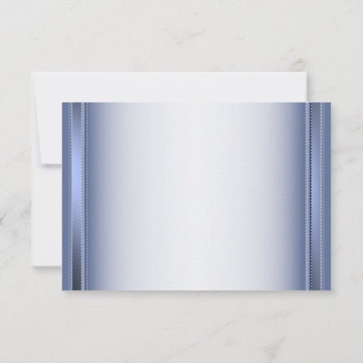 Wedding Navy Blue Floral Silver Gray Party 出欠カード (裏面)