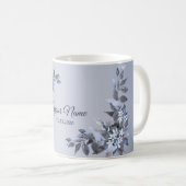 Wedding Navy Blue Floral Silver Gray Party Elegant コーヒーマグカップ (正面右)