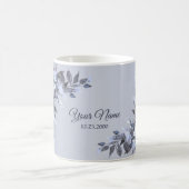 Wedding Navy Blue Floral Silver Gray Party Elegant コーヒーマグカップ (中央)