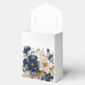 Wedding Navy Blue White Golden Floral Silver フェイバーボックス (オープン)