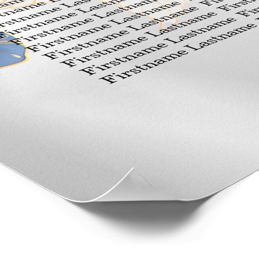 Wedding Navy Blue White Golden Floral Silver ポスター (角)