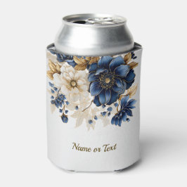 Wedding Navy Blue White Golden Floral Silver 缶クーラー
