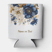 Wedding Navy Blue White Golden Floral Silver 缶クーラー (正面)