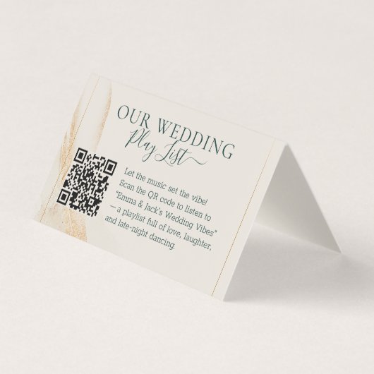 Wedding Neutral Cream QR Emerald Green Rose Floral (正面)