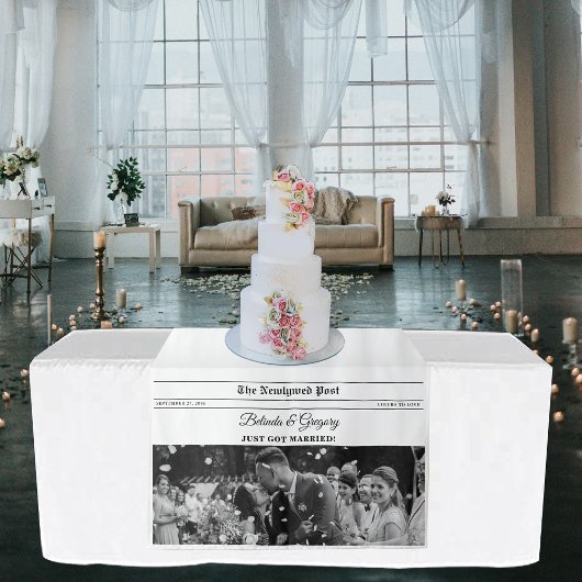 Wedding Newspaper Fun Photo Table Runner Sign タペストリー
