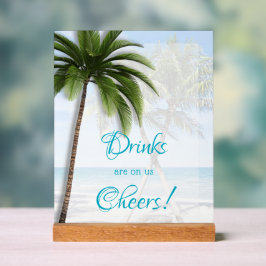 Wedding Open Bar Palm Trees Acrylic Sign アクリルサイン