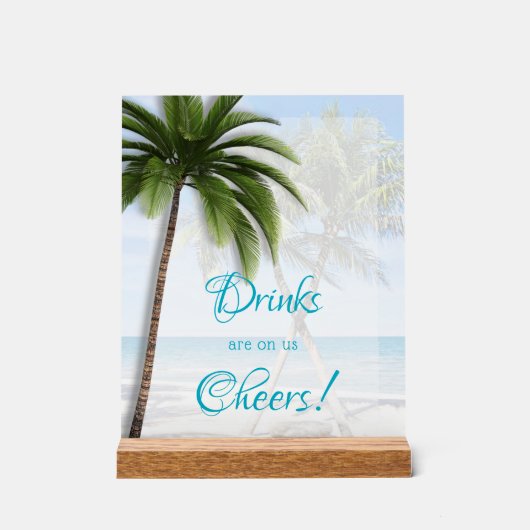 Wedding Open Bar Palm Trees Acrylic Sign アクリルサイン (正面)