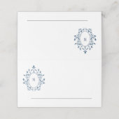 Wedding or event place card Teal Monogram プレイスカード (外部開封)