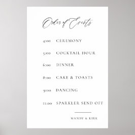Wedding Order of Events Sign | Elegant Minimal  ポスター