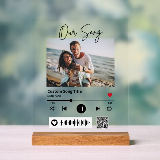 Wedding Our Song Scannable QR Code Transparent アクリルサイン (ニュートラル)
