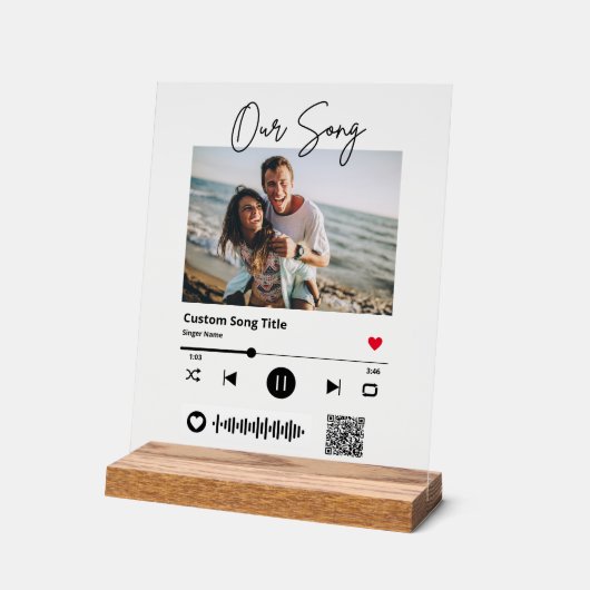Wedding Our Song Scannable QR Code Transparent アクリルサイン (傾斜)