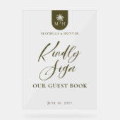 Wedding Palm Monogram Kindly Sign Our Guest Book アクリルサイン (正面)