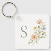 Wedding Party Wildflower Gift Monogram  キーホルダー (正面)