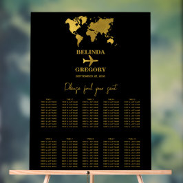 Wedding Passport Black Gold Seating Chart アクリルサイン