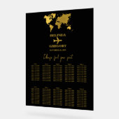 Wedding Passport Black Gold Seating Chart アクリルサイン (傾斜)