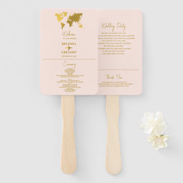 Wedding Passport Blush Pink Gold Program ハンドファン
