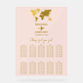 Wedding Passport Blush Pink Gold Seating Chart アクリルサイン (正面)