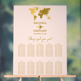 Wedding Passport Blush Pink Gold Seating Chart アクリルサイン