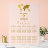 Wedding Passport Blush Pink Gold Seating Chart アクリルサイン (ウェディング)
