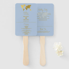 Wedding Passport Dusty Blue Gold Program ハンドファン