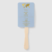Wedding Passport Dusty Blue Gold Program ハンドファン (正面)