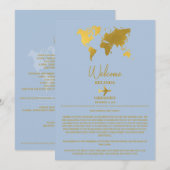Wedding Passport Gold Dusty Blue Itinerary プログラム (正面/裏面)
