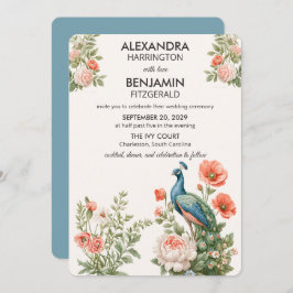 Wedding Peacock Botanical | ヴィンテージ フラワール アート 招待状