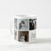 Wedding Photo Collage Bride and Groom Monogram コーヒーマグカップ (正面左)