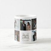 Wedding Photo Collage Bride and Groom Monogram コーヒーマグカップ (中央)
