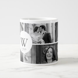 Wedding Photo Collage Mug with Initial & Date ジャンボコーヒーマグカップ