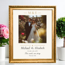 Wedding Photo Elegant Cream Gold Modern Custom