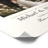 Wedding Photo Elegant Ivory Gold Modern Custom ポスター (角)