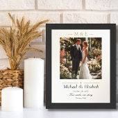 Wedding Photo Elegant Ivory Gold Modern Custom ポスター