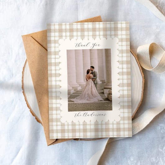 Wedding Photo Guest Appreciation Gingham サンキューカード