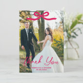 Wedding Photo Guest Appreciation Pink Bow サンキューカード (スタンド正面)