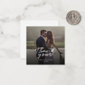 Wedding Photo Hand-Lettered Thank You ノートカード (正面/裏面インサイチュ)