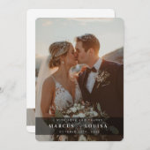 WEDDING PHOTO modern elegant chic ampersand black サンキューカード (正面/裏面)